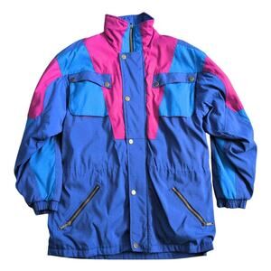 Vintage 80s 90s Descente Spirit Ski Jacket Women XL Colorblock Retro Snow Coat